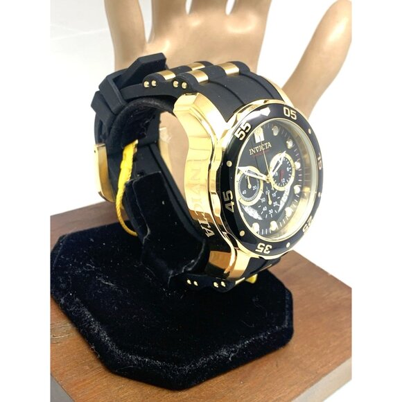 Invicta Men's Watch 6981 Pro Diver Black Dial Gold Tone Chronograph Black Rubber - Picture 15 of 15